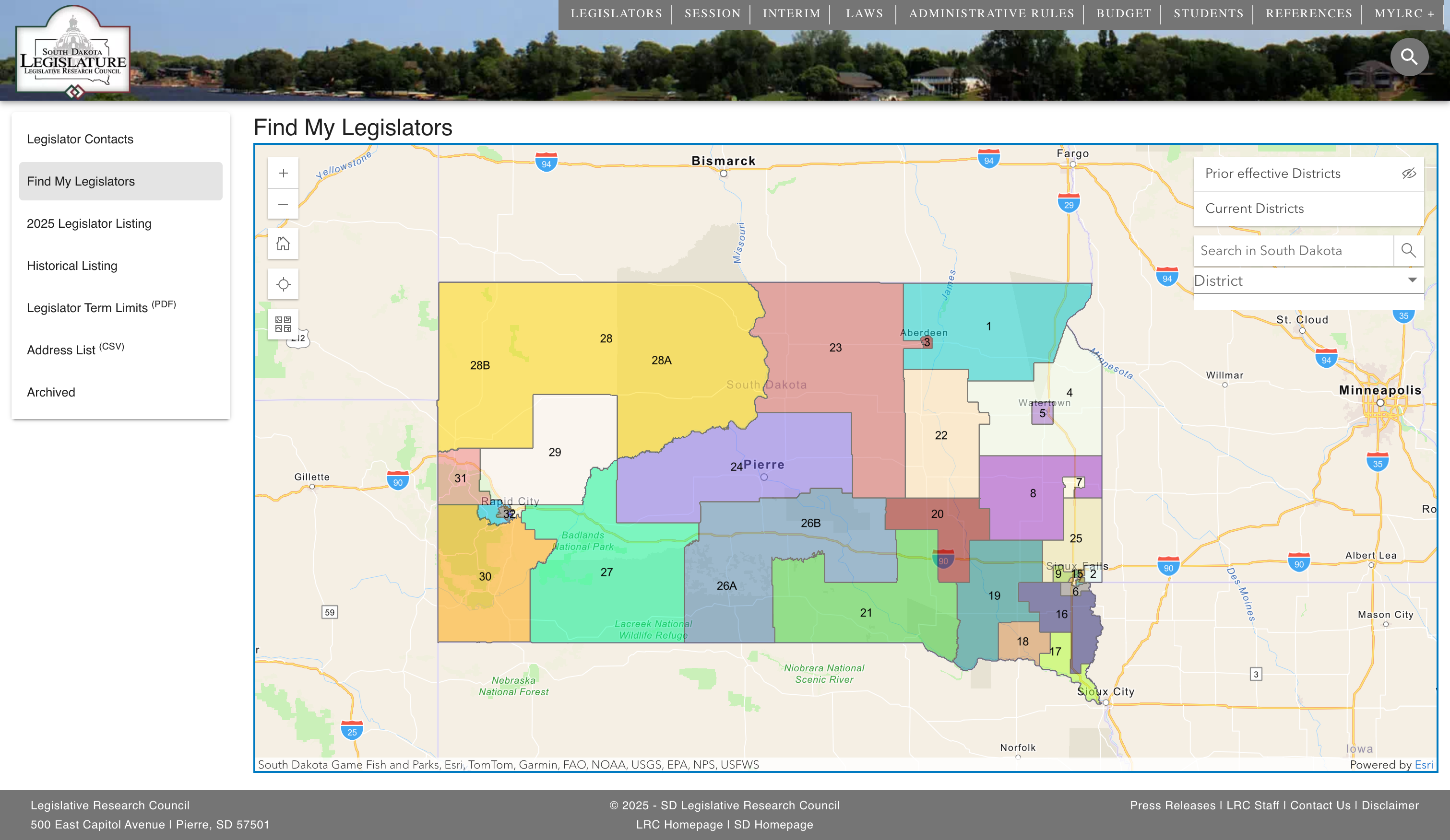 SD Legislature Find My Legislators